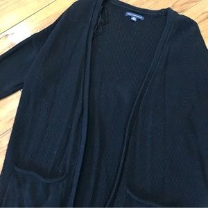 American Eagle cable knit sweater open front cardigan black medium cute cozy